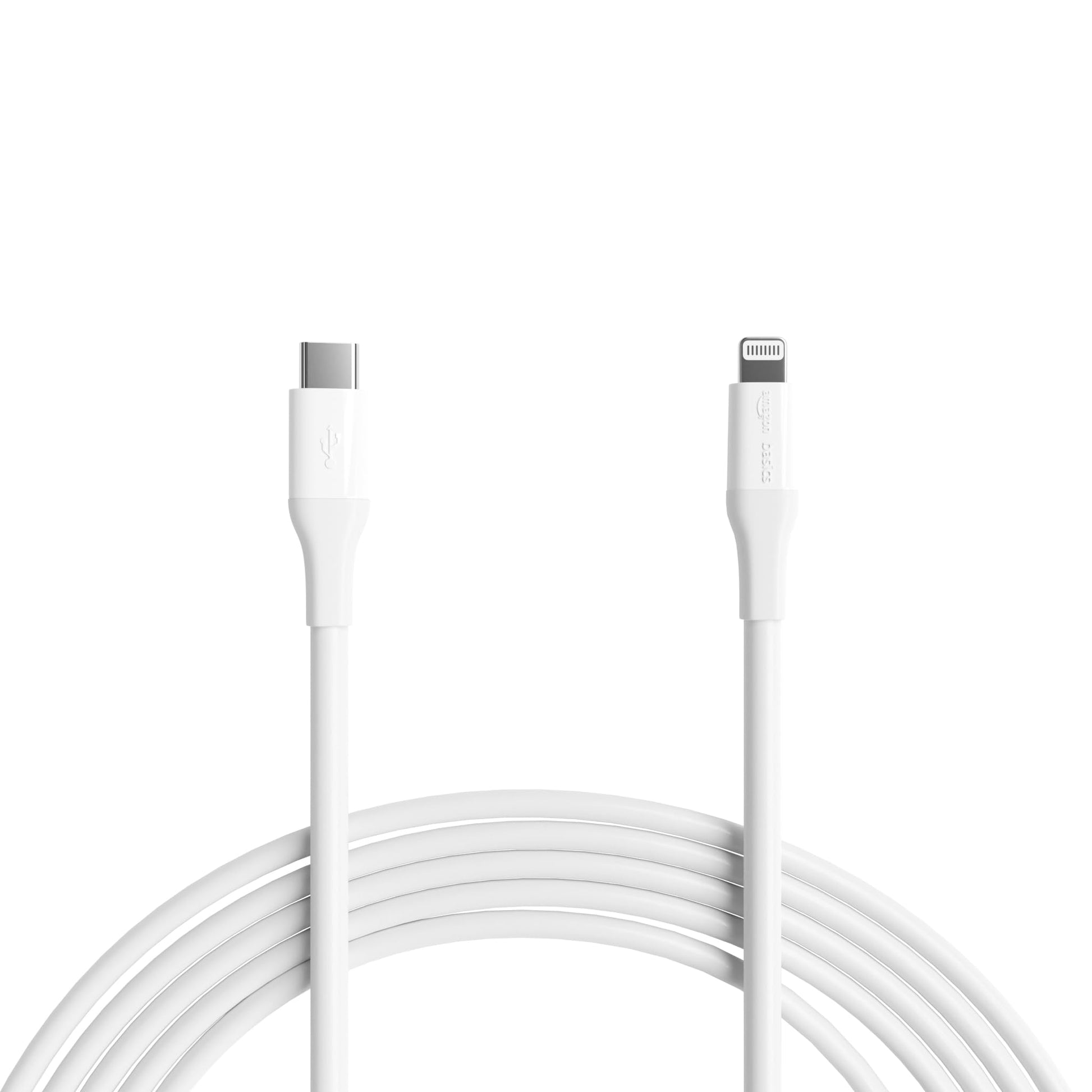 Amazon Basics USB-2.0 Nylon Braided Type C to Lightning Cable (MFi Certified) Fast Charging 10 ft White