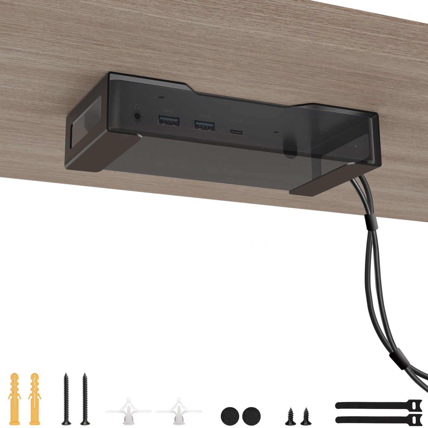 Varghesyla Under Desk Mount for Dell D3100 D6000 Docking Station Mount Wall and Under Desk Mount for Dell Docking Station Laptop Docking Station Stand for Dell with Cable Ties
