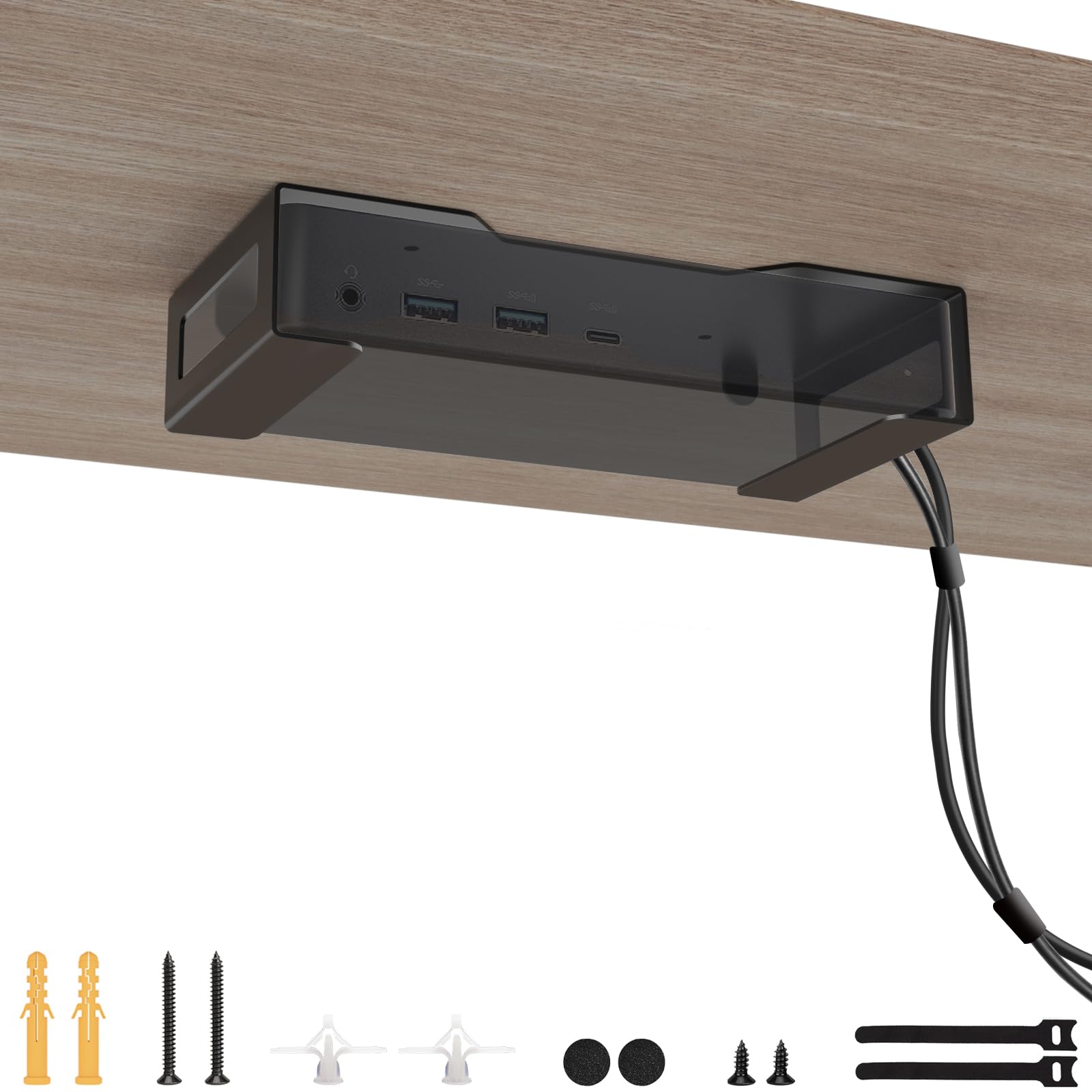 Varghesyla Under Desk Mount for Dell D3100 D6000 Docking Station Mount Wall and Under Desk Mount for Dell Docking Station Laptop Docking Station Stand for Dell with Cable Ties
