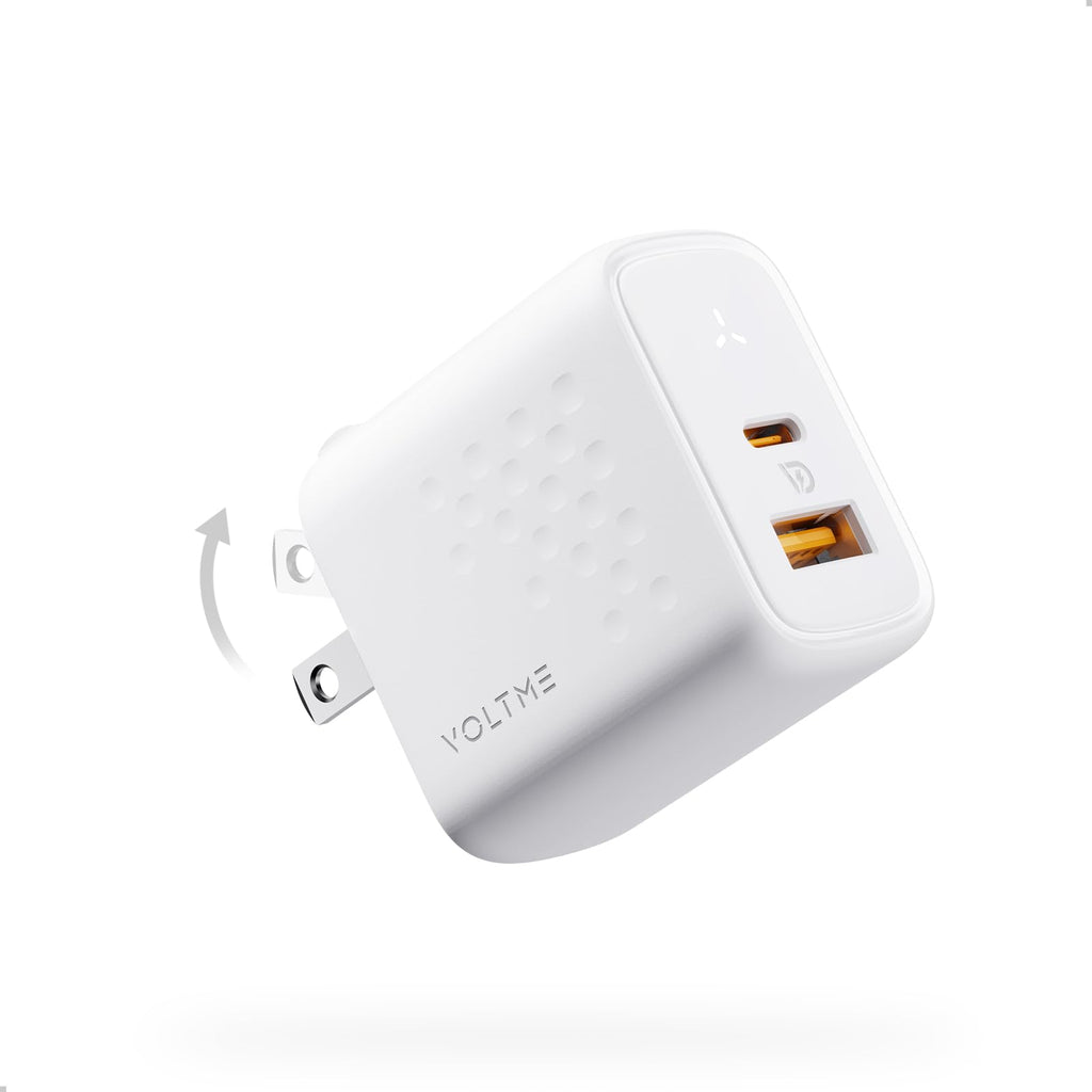 VOLTME 35W USB C Wall Charger iPhone 15 Charger Block Dual Port USB C Fast Charger PD 3.0/QC 3.0 Type C GaN Charger Fast Charging for iPhone 15/14/13/Mini/Pro/Pro Max iPad Pro/Air