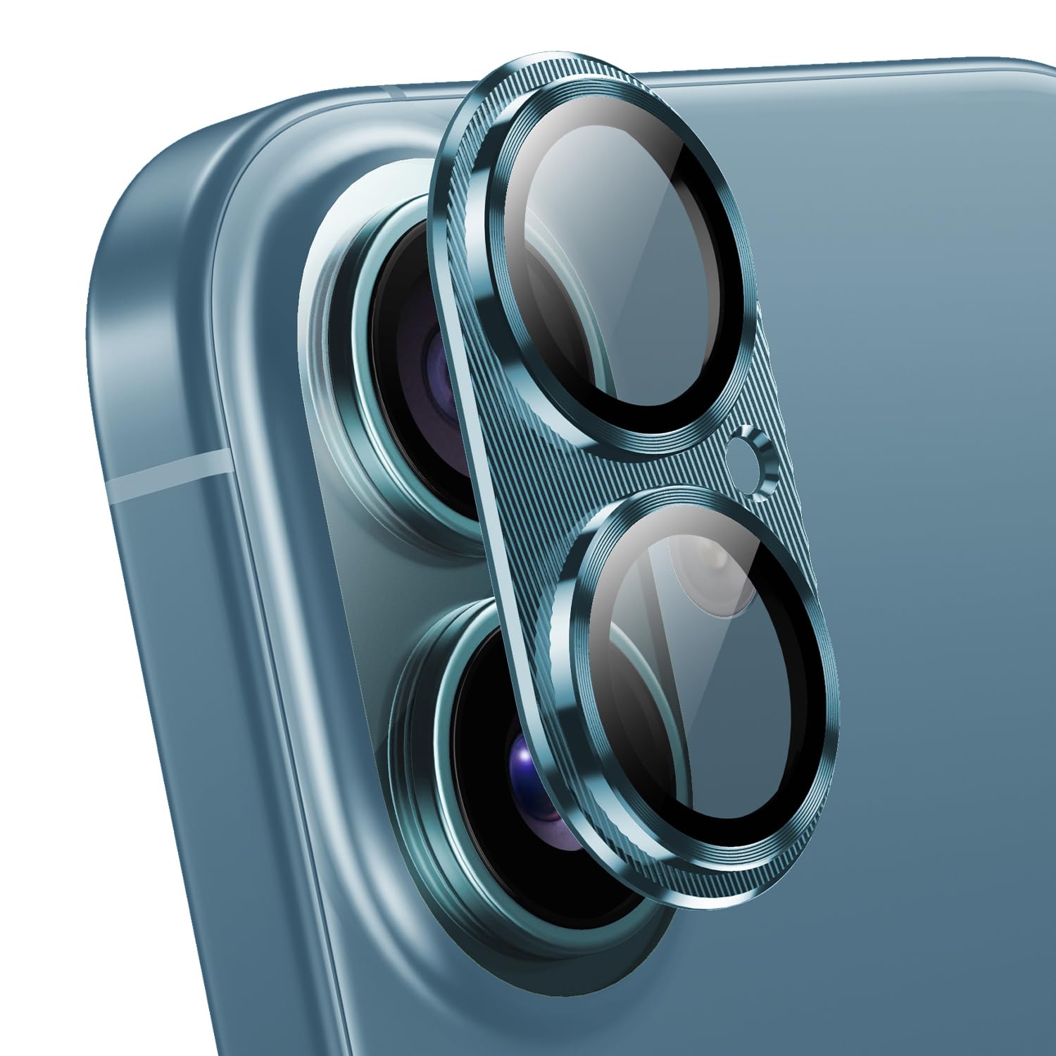 Korecase for iPhone 16 & iPhone 16 Plus Camera Lens Protector Anti Scrach HD Tempered Glass Camera Screen Protector Cover Aluminum Alloy Whole Lens Film Cover Accessories -Teal