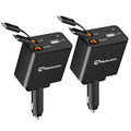 Retractable Car Charger 2 Pack 120W 4 in 1 Super Fast Car Phone Charger 120W Retractable Cable 2.6FT and 2 USB Ports Car Charger Adapter Compatible with iPhone 16 15 14 13 12 11 Pro Max Galaxy S24