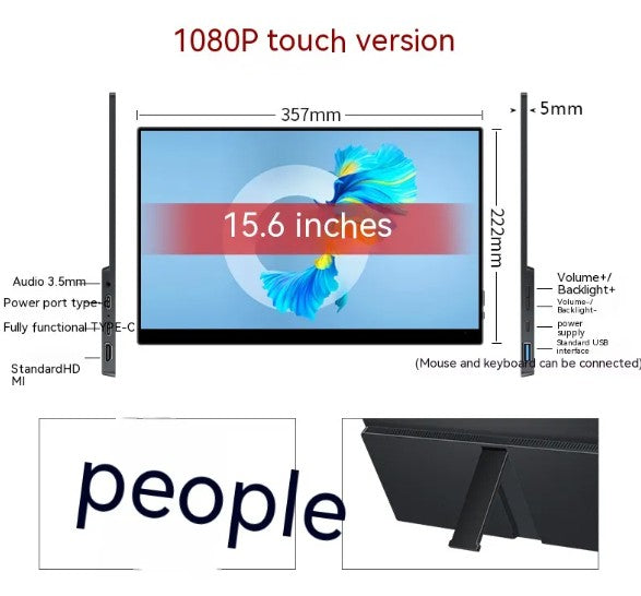 Monitor Portátil Táctil — Pantalla IPS Full HD 15.6" con USB-C y HDMI