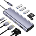 Docking Station Dual Monitor USB C to Dual HDMI Adapter Laptop Docking Station USB C Docking Station USB C Hub 10 in 1 Docking Station 3 Monitors with HDMI/VGA/PD/USB/SD/TF/3.5mm Audio