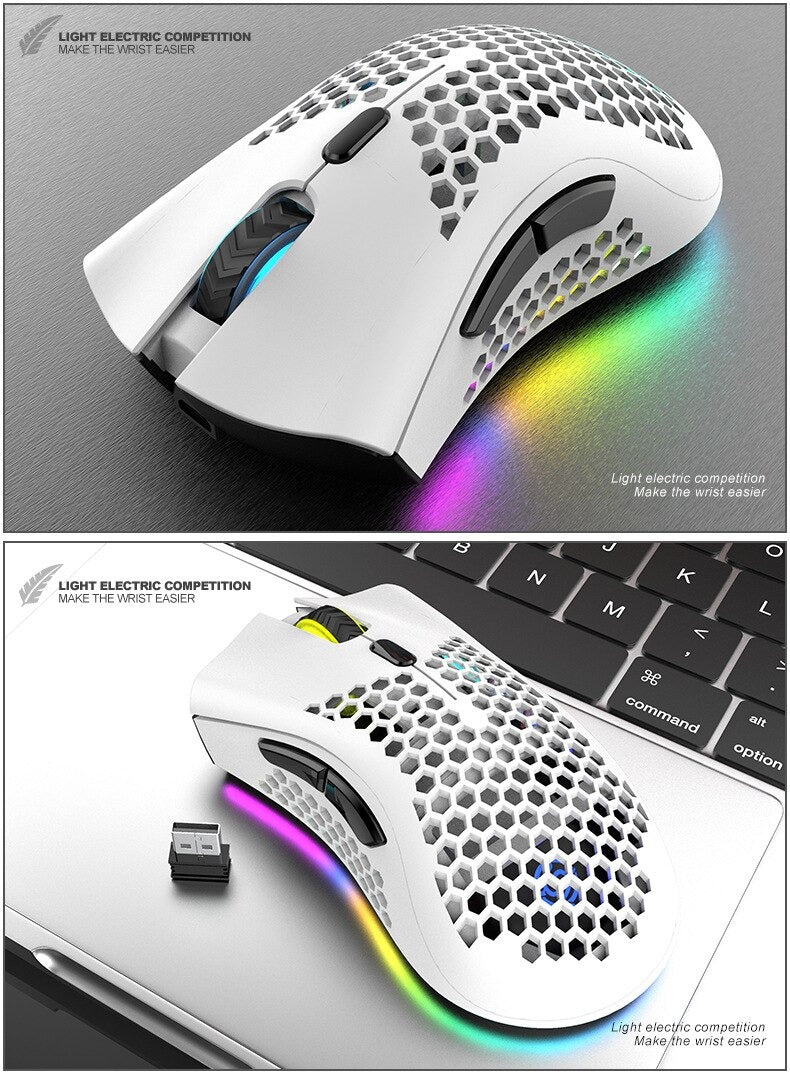 Ratón Gaming Inalámbrico RGB BM600 Recargable — Ergonómico y Silencioso para PC