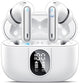Csasan Wireless Earbuds Bluetooth 5.3 Headphones HiFi Stereo 40H Wireless Earphones with ENC Noise Cancelling Mic IPX7 Waterproof LED Display Touch Control Bluetooth Earbuds for Sport Work White