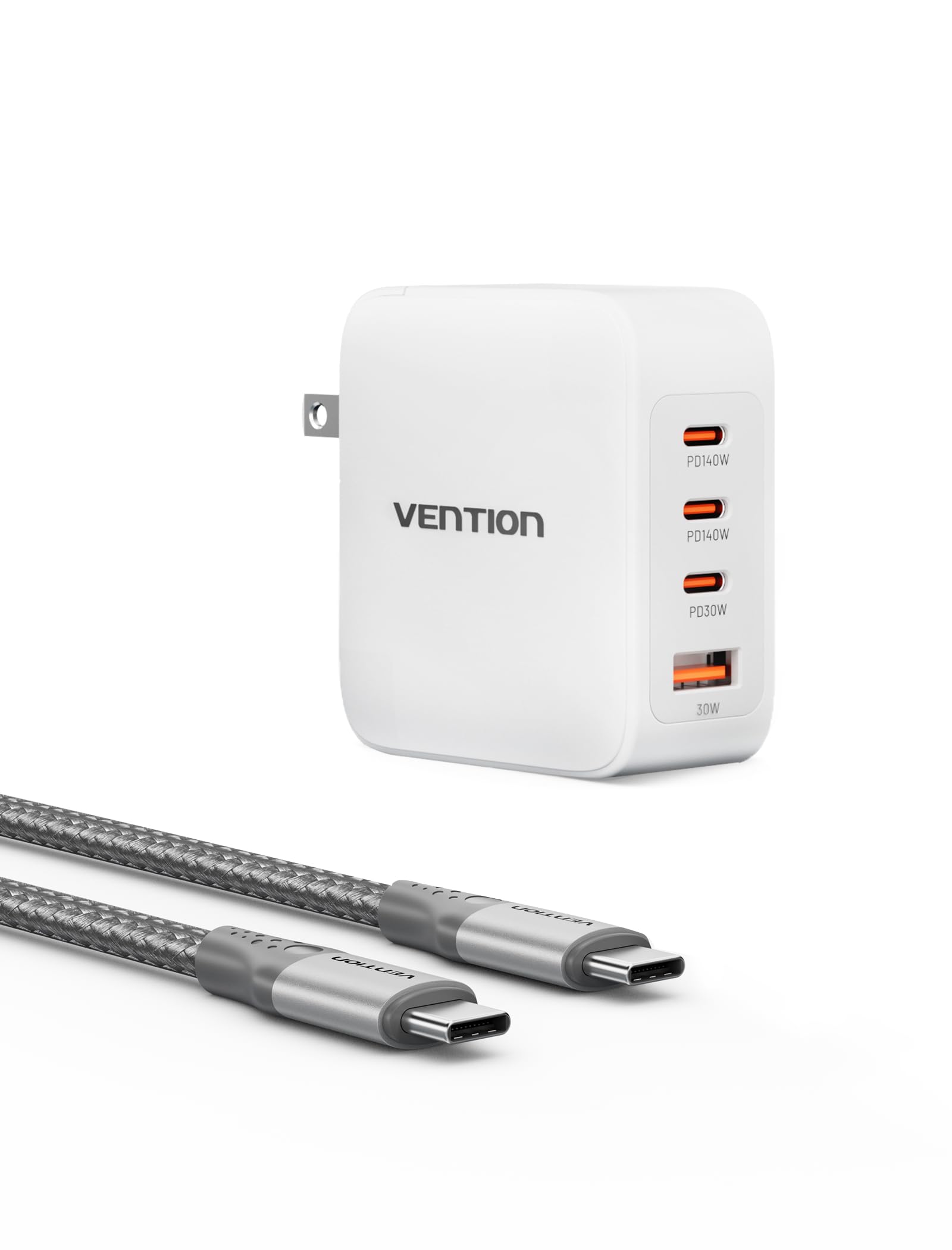 VENTION 340W MacBook Pro Charger 140W USB C Charger 4-Ports Foldable GaN Charger for MacBook Pro 16/14/13 MacBook Air 15 iPhone 15/14/Pro max Chromebook (with 240w Cable)