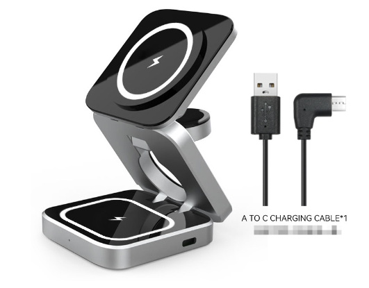 3 In 1 Foldable Magnetic Wireless Charger Stand For iPhone 15, 14, 13 Pro/Max/Plus, AirPods 3/2 Station Dock Fast Charger Holder