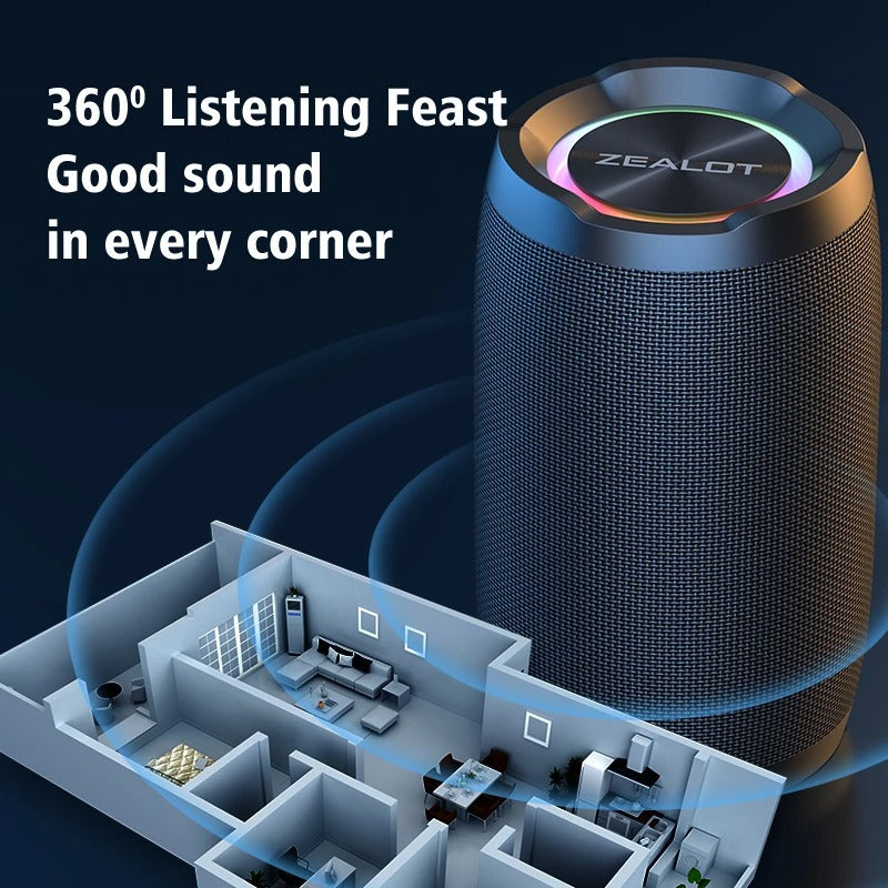 Zealot S49 — Altavoz Bluetooth Portátil 20W con Sonido 360°