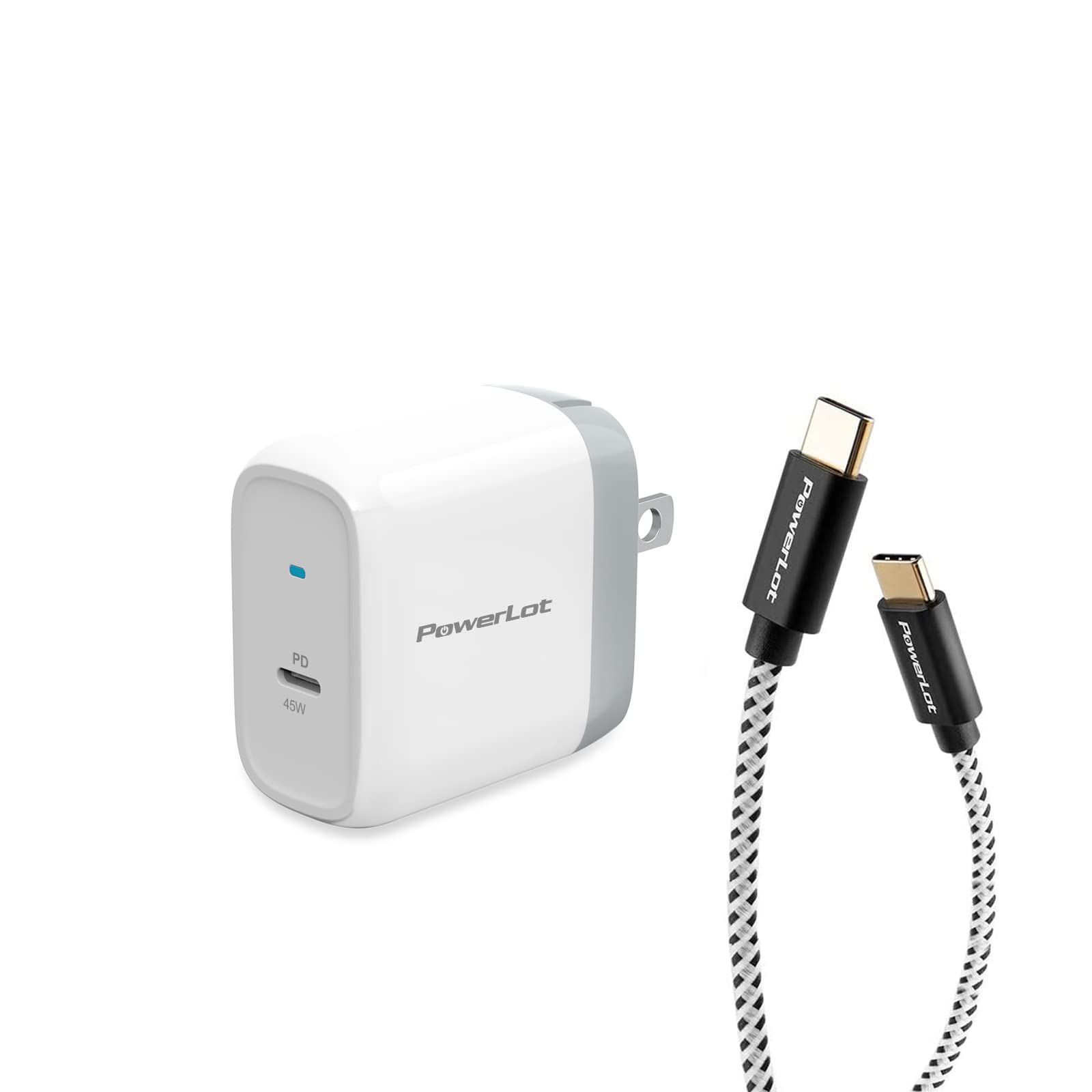 45W USB-C Charger PowerLot Super Fast Charger& 6FT Cable S22 Ultra Charger 45W S21 Ultra Charger GaN USB C Charger with PD 3.0 PPS/AFC for Galaxy S22S21 Z Flip 5 Fold 5 iPhone 16iPadMacBook